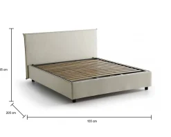 Talamo Italia Lit double Angelic, Lit coffre en tissu, Ouverture frontale, adapté pour matelas 140x190 cm, 100% Made in Italy, Beige Hot