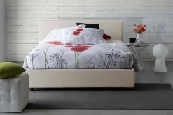 Talamo Italia Lit double Angelic, Lit coffre en tissu, Ouverture frontale, adapté pour matelas 140x190 cm, 100% Made in Italy, Beige Hot