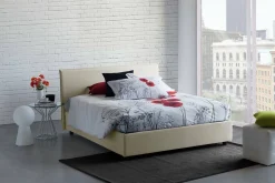 Talamo Italia Lit double Angelic, Lit coffre en tissu, Ouverture frontale, adapté pour matelas 140x190 cm, 100% Made in Italy, Beige Hot