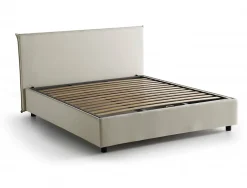 Talamo Italia Lit double Angelic, Lit coffre en tissu, Ouverture frontale, adapté pour matelas 140x190 cm, 100% Made in Italy, Beige Hot