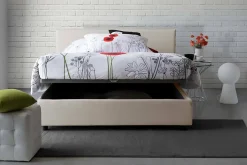 Talamo Italia Lit double Angelic, Lit coffre en tissu, Ouverture frontale, adapté pour matelas 140x190 cm, 100% Made in Italy, Beige Hot
