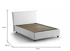 Talamo Italia Lit double Angelic, Lit coffre en tissu, Ouverture frontale, adapté pour matelas 140x190 cm, 100% Made in Italy, Blanc