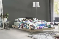 Talamo Italia Lit double Arbatrax, Lit fixe en tissu avec pieds, 100% Made in Italy, adapté pour matelas 160x190 cm, Beige
