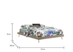 Talamo Italia Lit double Arbatrax, Lit fixe en tissu avec pieds, 100% Made in Italy, adapté pour matelas 160x190 cm, Beige