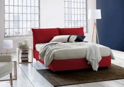 Talamo Italia Lit double Arden, Lit coffre en tissu, Ouverture frontale, avec matelas 140x190 cm inclus, 100% Made in Italy, Rouge