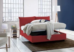 Talamo Italia Lit double Arden, Lit coffre en tissu, Ouverture frontale, avec matelas 140x190 cm inclus, 100% Made in Italy, Rouge