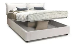 Talamo Italia Lit double Arry, lit coffre en éco-cuir, ouverture frontale, matelas 140x200 cm inclus, 100% Made in Italy, Blanc