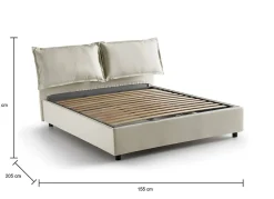 Talamo Italia Lit double Askari, Lit coffre en tissu, Ouverture frontale, Convient pour matelas 140x190 cm, 100% Made in Italy, Beige
