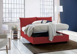 Talamo Italia Lit double Askari, Lit coffre en tissu, Ouverture frontale, Convient pour matelas 140x190 cm, 100% Made in Italy, Rouge Clearance