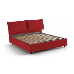 Talamo Italia Lit double Askari, Lit coffre en tissu, Ouverture frontale, Convient pour matelas 140x190 cm, 100% Made in Italy, Rouge Clearance