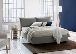 Talamo Italia Lit double Askari, Lit coffre en tissu, Ouverture frontale, Convient pour matelas 140x190 cm, 100% Made in Italy, Gris