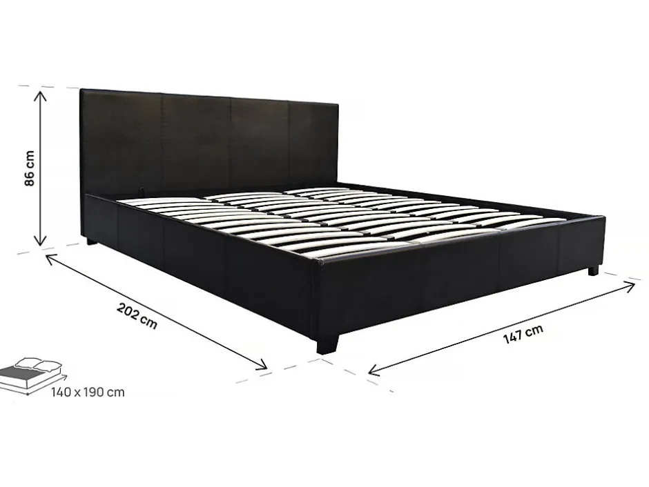 Habitat Et Jardin Lit double avec coffre "Carla" - 140 x 190 cm - Noir