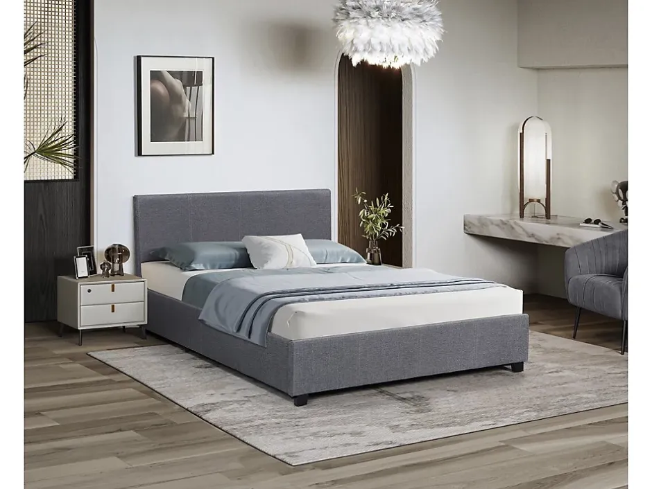 Habitat Et Jardin Lit double avec coffre "Carla" 140 x 190 Gris New