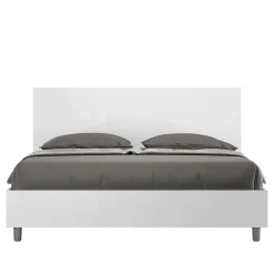 Ityhome Lit double avec rangement, double relevable, 160x200 cm, frêne blanc, New Egos Online