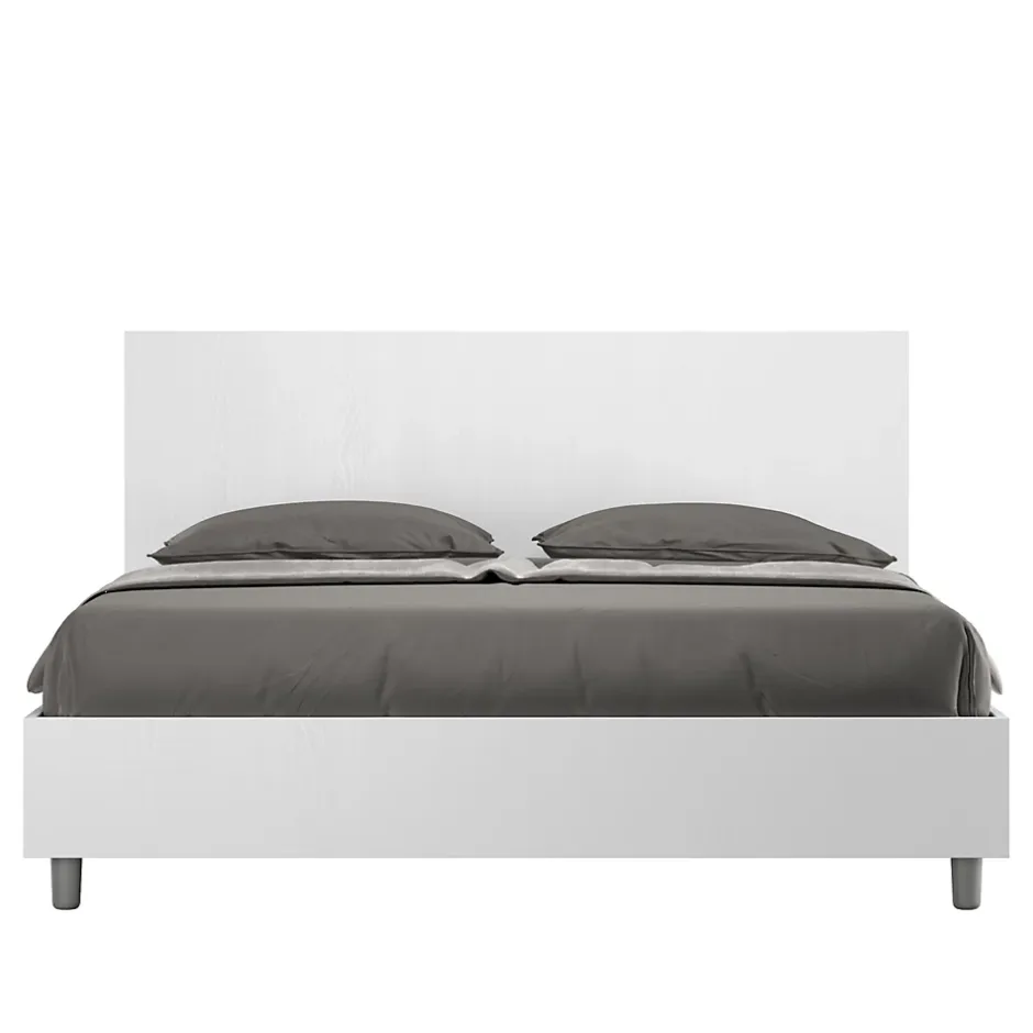 Ityhome Lit double avec rangement, double relevable, 160x200 cm, frêne blanc, New Egos Online