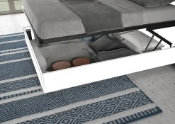 Ityhome Lit double avec rangement, double relevable, 160x200 cm, frêne blanc, New Egos Online