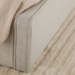 Idimex Lit double BELARTI 140 x 190 cm rembourré, revêtement en tissu - Gris clair
