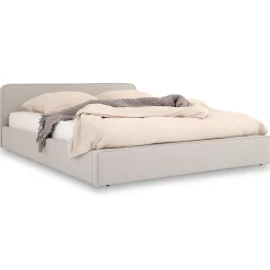 Idimex Lit double BELARTI 140 x 190 cm rembourré, revêtement en tissu - Gris clair