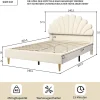 Simple Life Lit Double Capitonné 140 X 200 Cm Avec Sommier à Lattes, Velours, Beige Online