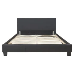 Corium Lit double capitonné 140 x 200cm cuir synthétique avec sommier à lattes noir