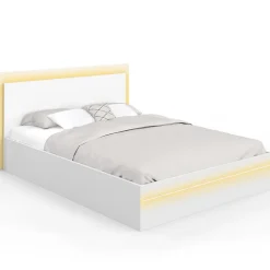 IDMarket Lit double CHARLIE 140 x 190 cm avec sommier et LED intégrées blanc