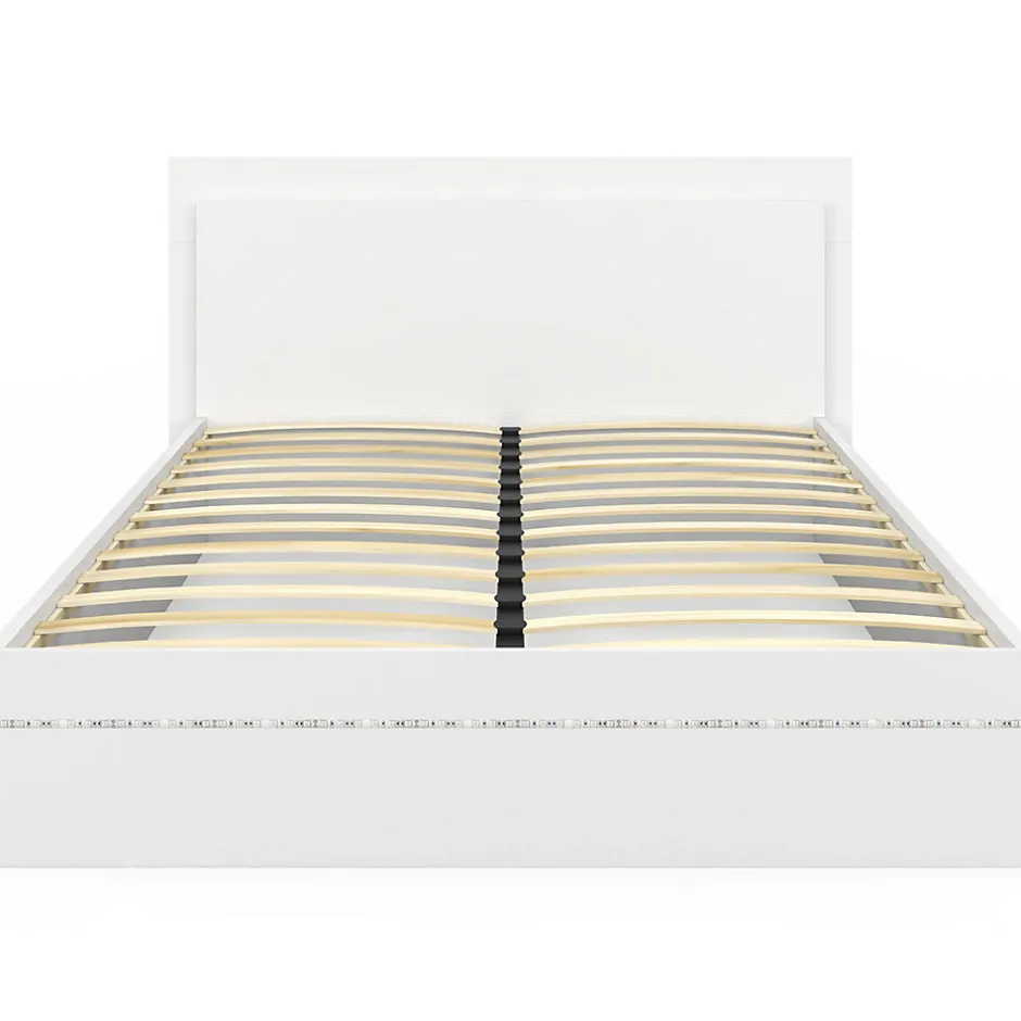 IDMarket Lit double CHARLIE 140 x 190 cm avec sommier et LED intégrées blanc