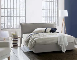 Talamo Italia Lit double Clio, Lit coffre déhoussable avec tête de lit rembourrée et cadre de lit coffre, adapté pour matelas 160x190 cm, Gris