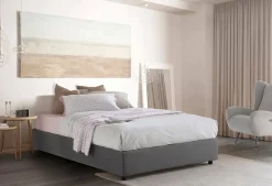 Talamo Italia Lit double Daccardi, Lit coffre avec revêtement en tissu, Ouverture frontale, adapté pour matelas 120x200 cm, Gris Outlet