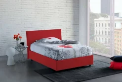Talamo Italia Lit double Dacer, lit coffre avec revêtement en tissu, ouverture frontale, adapté pour matelas 120x190 cm, rouge Discount