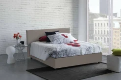 Talamo Italia Lit double Dacost, Lit coffre avec revêtement en similcuir, Ouverture frontale, adapté pour matelas 140x190 cm, Taupe
