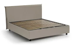 Talamo Italia Lit double Dacost, Lit coffre avec revêtement en similcuir, Ouverture frontale, adapté pour matelas 140x190 cm, Taupe