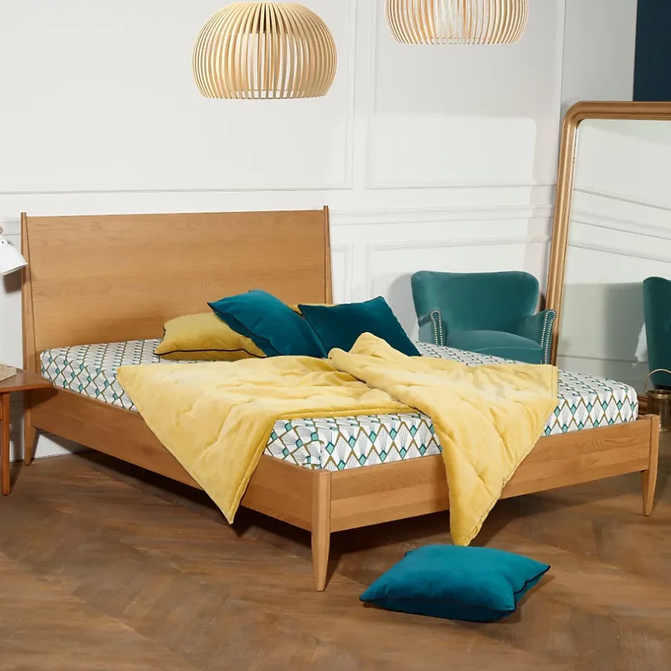 Robin des bois Lit double DALHIA Style scandinave en bois, 160 x 200 New
