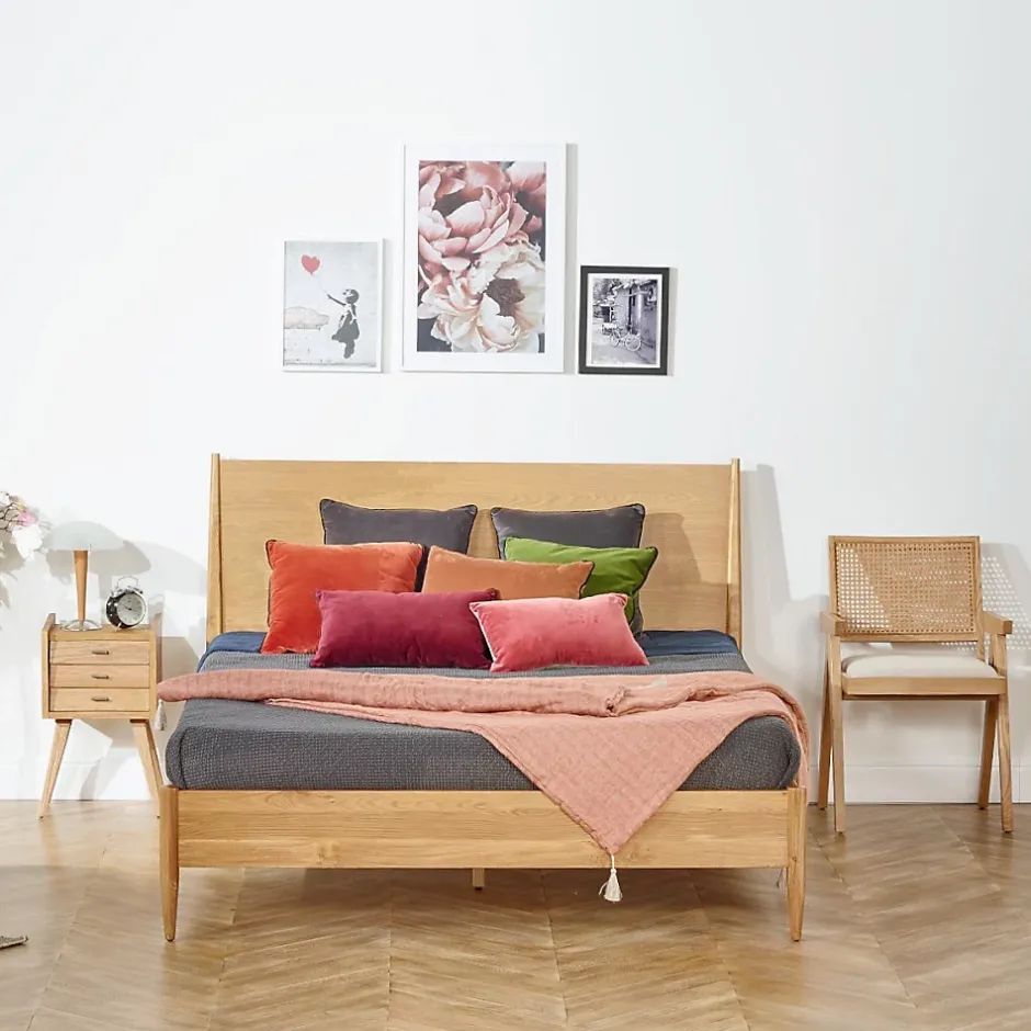 Robin des bois Lit double DALHIA Style scandinave en bois, 160 x 200 New