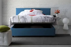 Talamo Italia Lit double Dangel, Lit coffre avec revêtement en tissu, Ouverture frontale, adapté pour matelas 160x200 cm, Bleu Outlet