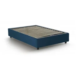 Talamo Italia Lit double Daronic, Lit coffre avec revêtement en tissu, Ouverture latérale, adapté pour matelas 120x190 cm, Bleu