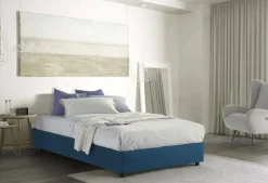 Talamo Italia Lit double Daronic, Lit coffre avec revêtement en tissu, Ouverture latérale, adapté pour matelas 120x190 cm, Bleu