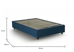 Talamo Italia Lit double Daronic, Lit coffre avec revêtement en tissu, Ouverture latérale, adapté pour matelas 120x190 cm, Bleu