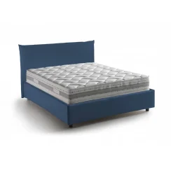Talamo Italia Lit double Dbranc, lit coffre avec revêtement en tissu, ouverture frontale, avec matelas 120x190 cm inclus, bleu