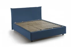 Talamo Italia Lit double Dbranc, lit coffre avec revêtement en tissu, ouverture frontale, avec matelas 120x190 cm inclus, bleu