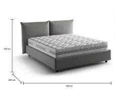Talamo Italia Lit double Dbrunor, Lit coffre avec revêtement en tissu, Ouverture frontale, avec matelas 160x200 cm inclus, Gris