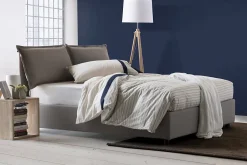 Talamo Italia Lit double Dcaprar, Lit coffre avec revêtement en tissu, Ouverture frontale, adapté pour matelas 160x190 cm, Taupe Best