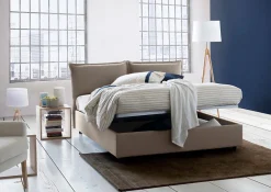 Talamo Italia Lit double Dcaprar, Lit coffre avec revêtement en tissu, Ouverture frontale, adapté pour matelas 160x190 cm, Taupe Best
