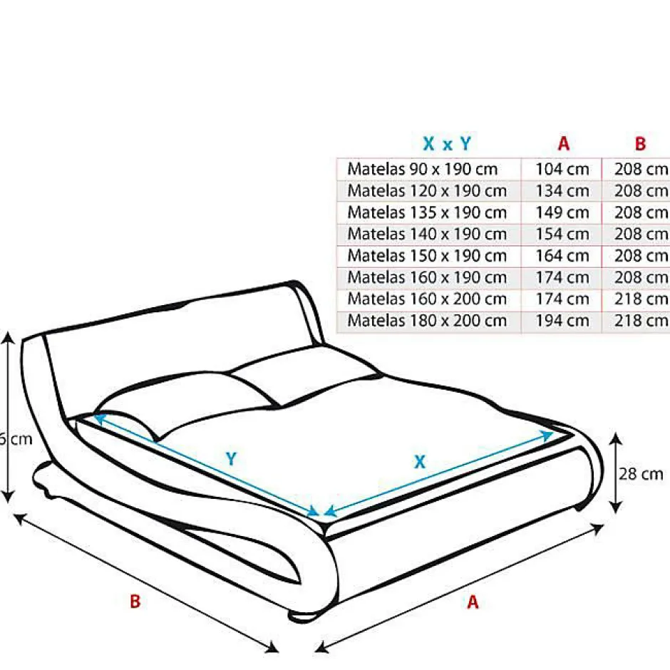 Design Ameublement Lit double Alessia 160x200 cm noir simili cuir