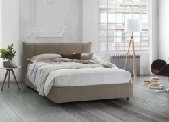 Talamo Italia Lit double Dfecci, Lit coffre avec revêtement en tissu, Ouverture frontale, avec matelas 160x200 cm inclus, Taupe