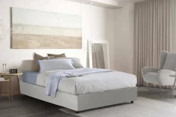 Talamo Italia Lit double Dguid, Lit coffre avec revêtement en similcuir, Ouverture frontale, adapté pour matelas 160x190 cm, Blanc New