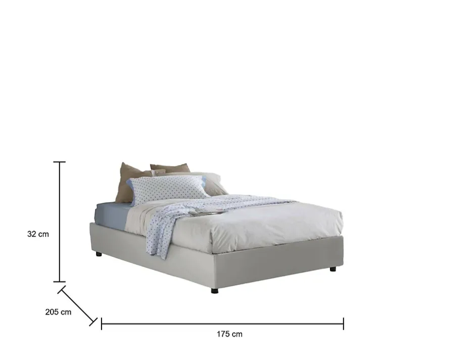 Talamo Italia Lit double Dguid, Lit coffre avec revêtement en similcuir, Ouverture frontale, adapté pour matelas 160x190 cm, Blanc New