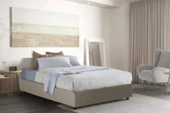 Talamo Italia Lit double Dgytkj, lit coffre avec revêtement en similcuir, ouverture frontale, adapté pour matelas 120x190 cm, gris tourterelle Hot