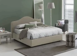 Talamo Italia Lit double Djoci, Lit coffre avec revêtement en tissu, Ouverture frontale, avec matelas 160x200 cm inclus, Taupe
