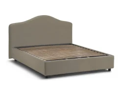 Talamo Italia Lit double Djoci, Lit coffre avec revêtement en tissu, Ouverture frontale, avec matelas 160x200 cm inclus, Taupe