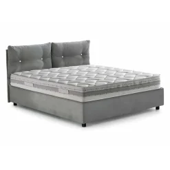 Talamo Italia Lit double Dlucid, Lit coffre avec revêtement en tissu, Ouverture frontale, avec matelas 160x200 cm inclus, Gris New